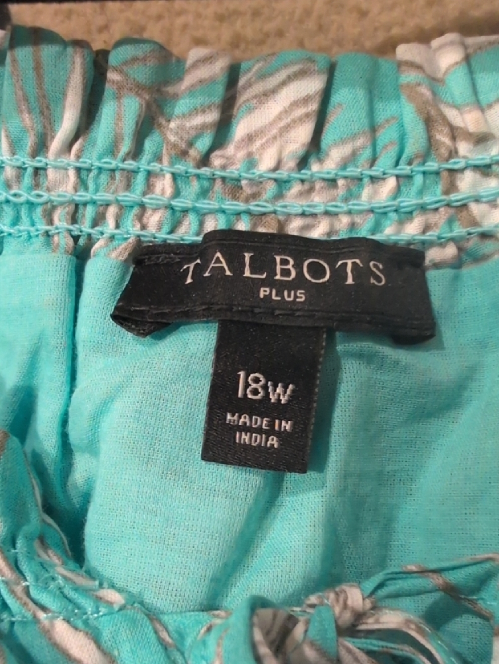 Talbots Turquoise and White Tropical-Print Midi Dress - Picture 4 of 5